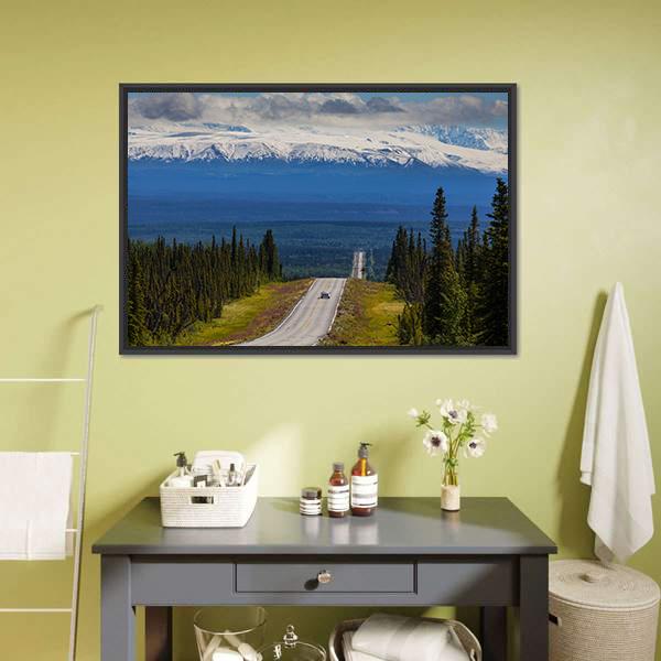 Mountain Road Alaska Canvas Wall Art-3 Horizontal-Gallery Wrap-25" x 16"-Tiaracle