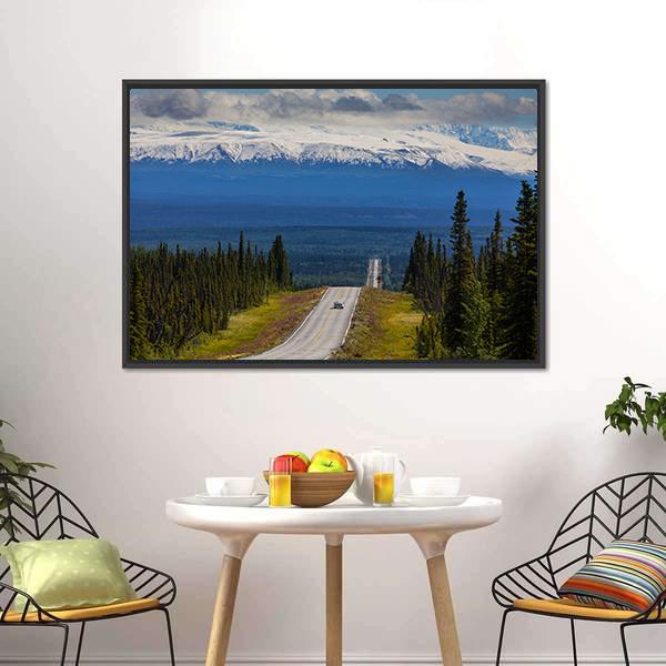 Mountain Road Alaska Canvas Wall Art-3 Horizontal-Gallery Wrap-25" x 16"-Tiaracle