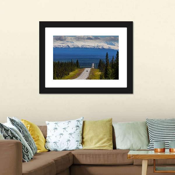 Mountain Road Alaska Canvas Wall Art-3 Horizontal-Gallery Wrap-25" x 16"-Tiaracle