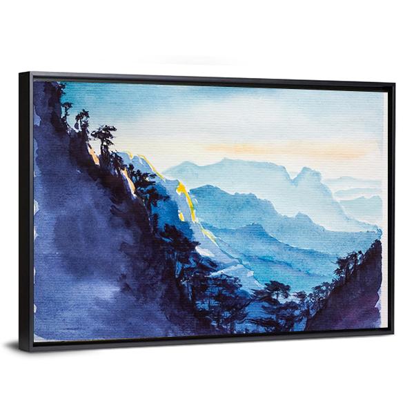 Mountains & Forest Watercolor Canvas Wall Art-3 Horizontal-Gallery Wrap-25" x 16"-Tiaracle