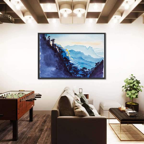 Mountains & Forest Watercolor Canvas Wall Art-3 Horizontal-Gallery Wrap-25" x 16"-Tiaracle