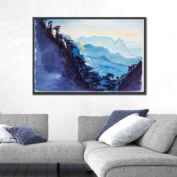 Mountains & Forest Watercolor Canvas Wall Art-3 Horizontal-Gallery Wrap-25" x 16"-Tiaracle