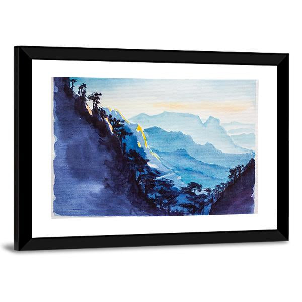 Mountains & Forest Watercolor Canvas Wall Art-3 Horizontal-Gallery Wrap-25" x 16"-Tiaracle