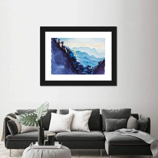 Mountains & Forest Watercolor Canvas Wall Art-3 Horizontal-Gallery Wrap-25" x 16"-Tiaracle