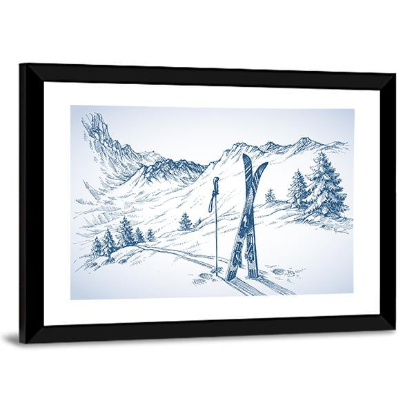 Mountains In Winter Season Canvas Wall Art-3 Horizontal-Gallery Wrap-25" x 16"-Tiaracle