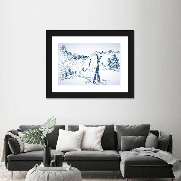 Mountains In Winter Season Canvas Wall Art-3 Horizontal-Gallery Wrap-25" x 16"-Tiaracle