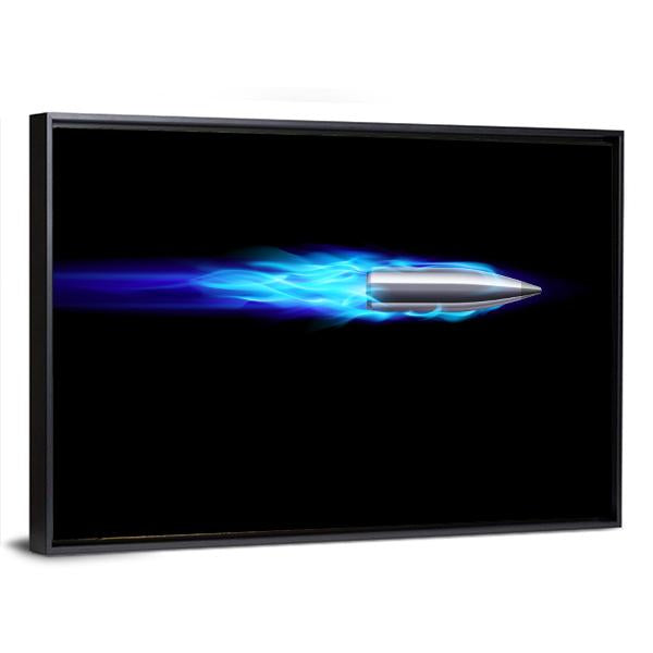 Moving Blue Fiery Bullet Canvas Wall Art-3 Horizontal-Gallery Wrap-25" x 16"-Tiaracle