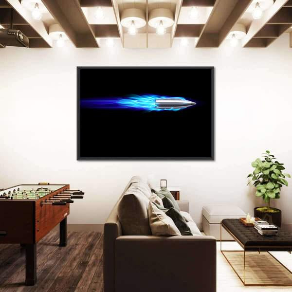 Moving Blue Fiery Bullet Canvas Wall Art-3 Horizontal-Gallery Wrap-25" x 16"-Tiaracle