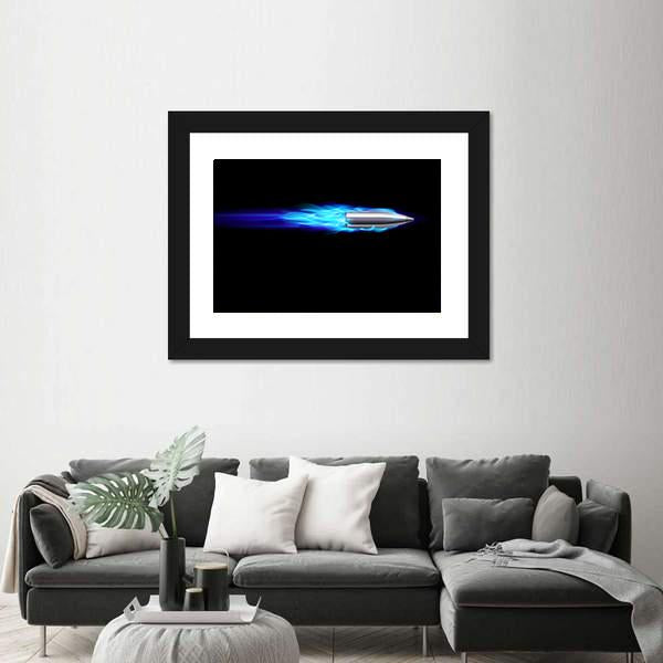 Moving Blue Fiery Bullet Canvas Wall Art-3 Horizontal-Gallery Wrap-25" x 16"-Tiaracle