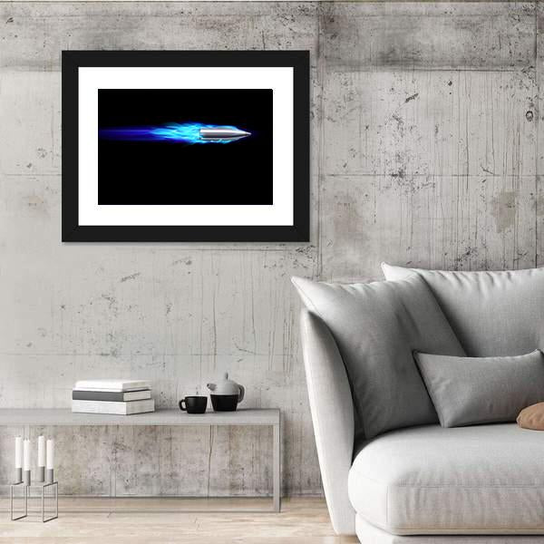 Moving Blue Fiery Bullet Canvas Wall Art-3 Horizontal-Gallery Wrap-25" x 16"-Tiaracle