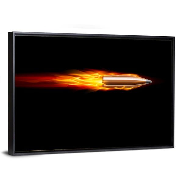 Moving Red Fiery Bullet Canvas Wall Art-1 Piece-Floating Frame-24" x 16"-Tiaracle