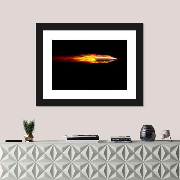 Moving Red Fiery Bullet Canvas Wall Art-1 Piece-Framed Print-20" x 16"-Tiaracle