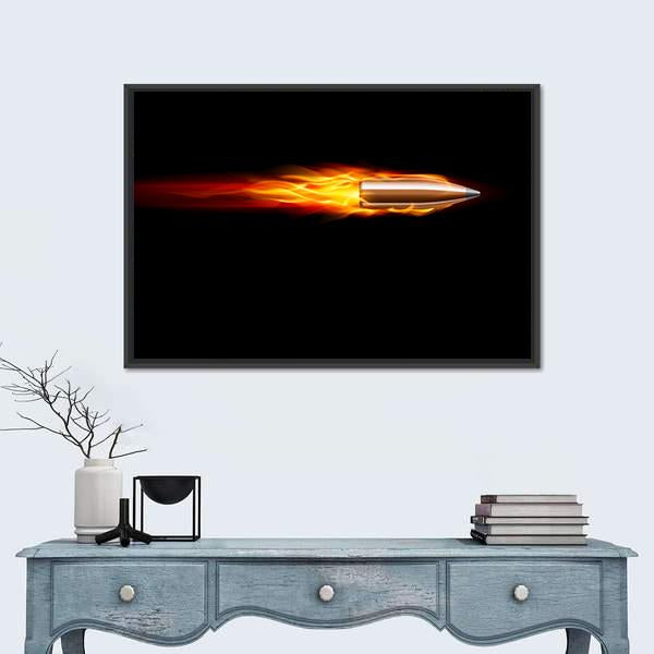 Moving Red Fiery Bullet Canvas Wall Art-3 Horizontal-Gallery Wrap-25" x 16"-Tiaracle