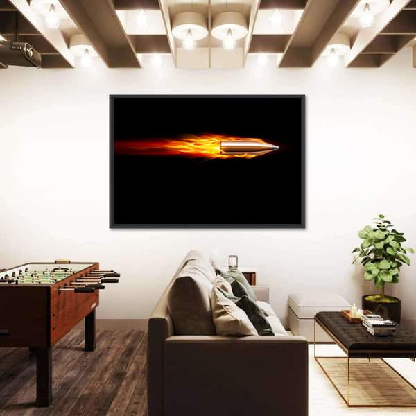 Moving Red Fiery Bullet Canvas Wall Art-3 Horizontal-Gallery Wrap-25" x 16"-Tiaracle