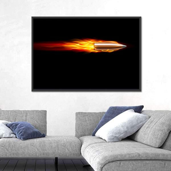 Moving Red Fiery Bullet Canvas Wall Art-3 Horizontal-Gallery Wrap-25" x 16"-Tiaracle