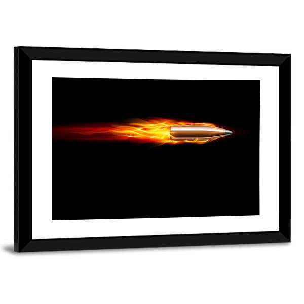 Moving Red Fiery Bullet Canvas Wall Art-3 Horizontal-Gallery Wrap-25" x 16"-Tiaracle