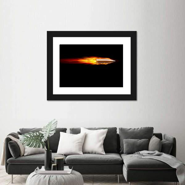 Moving Red Fiery Bullet Canvas Wall Art-3 Horizontal-Gallery Wrap-25" x 16"-Tiaracle