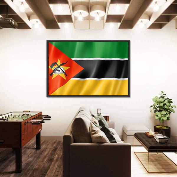 Mozambique Flag Canvas Wall Art-3 Horizontal-Gallery Wrap-25" x 16"-Tiaracle