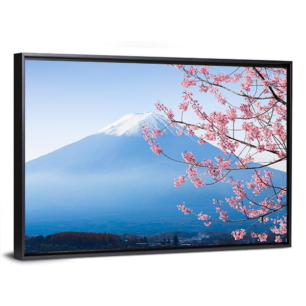 Mt Fuji & Cherry Blossom Canvas Wall Art-3 Horizontal-Gallery Wrap-25" x 16"-Tiaracle