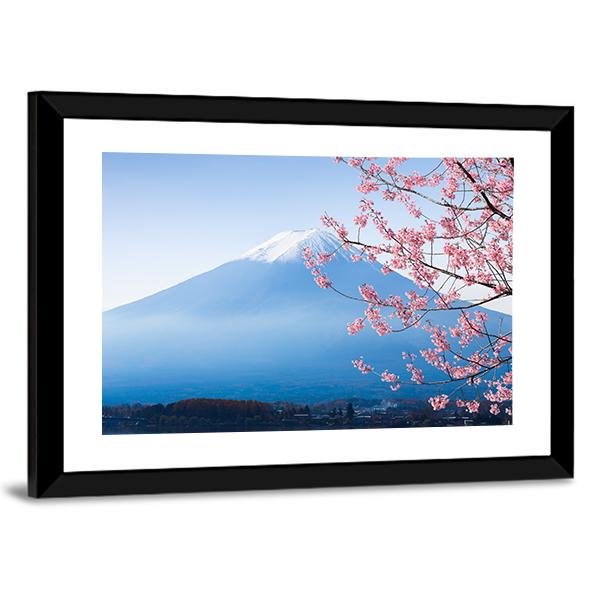 Mt Fuji & Cherry Blossom Canvas Wall Art-3 Horizontal-Gallery Wrap-25" x 16"-Tiaracle