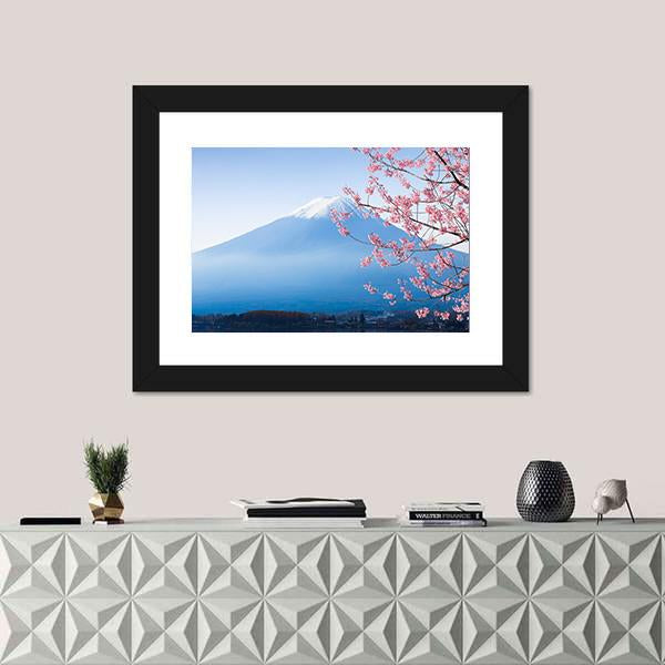 Mt Fuji & Cherry Blossom Canvas Wall Art-3 Horizontal-Gallery Wrap-25" x 16"-Tiaracle