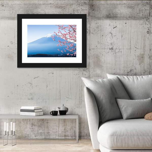 Mt Fuji & Cherry Blossom Canvas Wall Art-3 Horizontal-Gallery Wrap-25" x 16"-Tiaracle