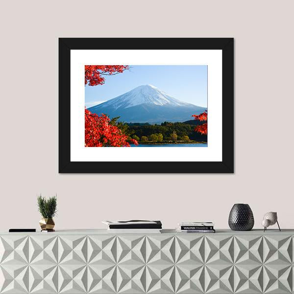 Mt Fuji In Autumn Canvas Wall Art-1 Piece-Framed Print-20" x 16"-Tiaracle