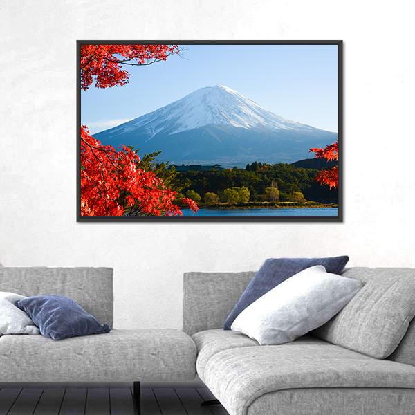 Mt Fuji In Autumn Canvas Wall Art-3 Horizontal-Gallery Wrap-25" x 16"-Tiaracle