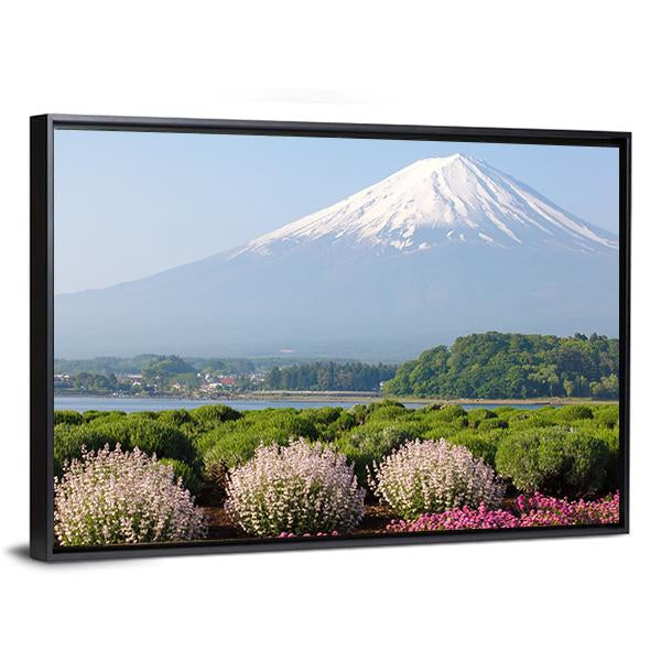 Mt Fuji In Spring Canvas Wall Art-1 Piece-Floating Frame-24" x 16"-Tiaracle