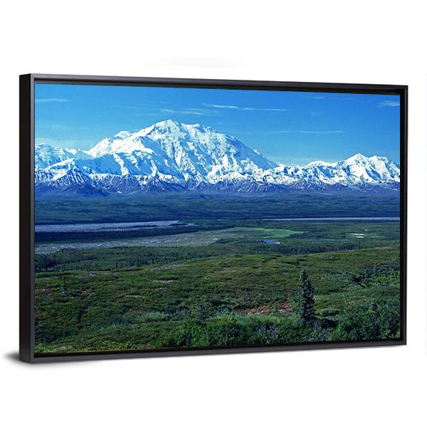 Mt McKinley & Lake Canvas Wall Art-1 Piece-Floating Frame-24" x 16"-Tiaracle