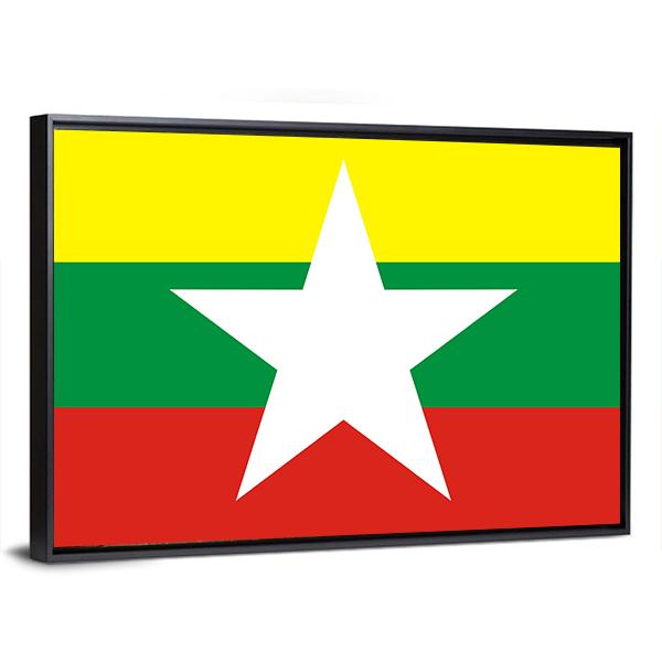 Myanmar Flag Canvas Wall Art-3 Horizontal-Gallery Wrap-25" x 16"-Tiaracle
