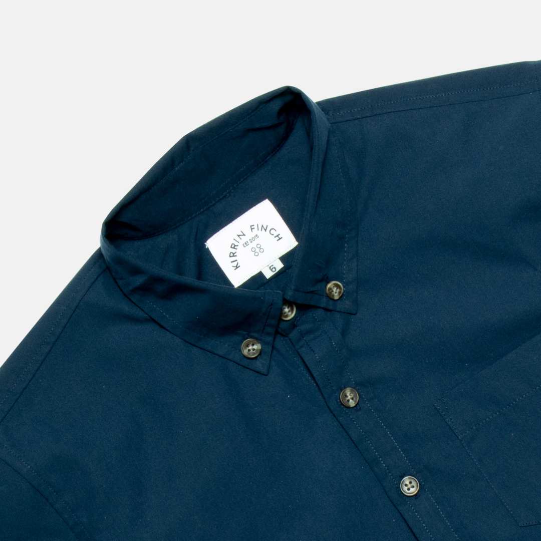 Navy Blue Chambray Short-Sleeve Shirt