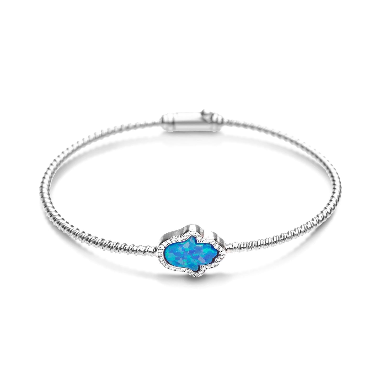 Armreif mit blauem Opal und Hamsa