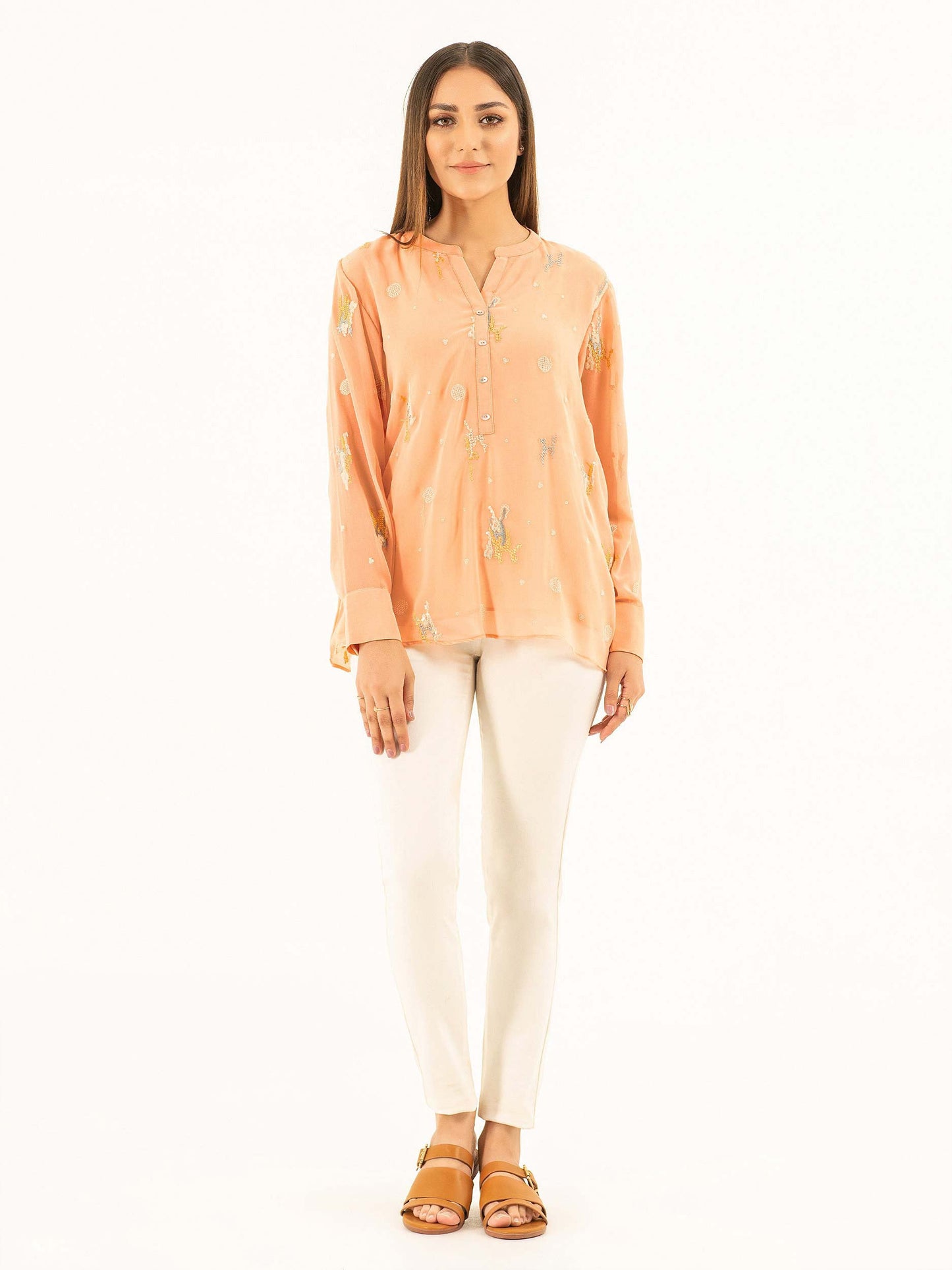 Embroidered Chiffon Top