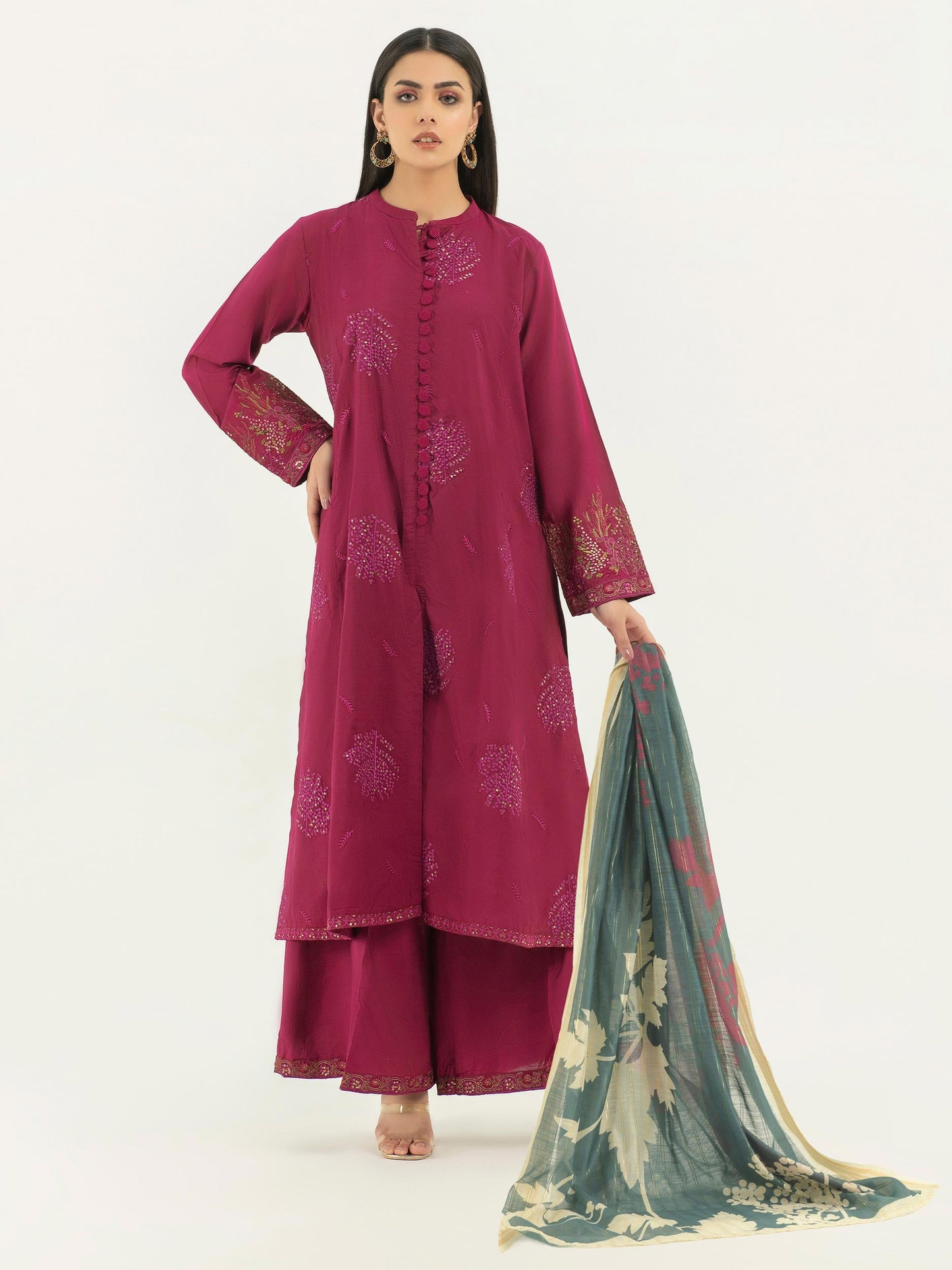 Embroidered Silk Suit