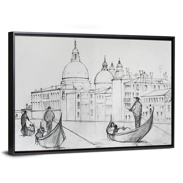 Painting Of Venice Italy Canvas Wall Art-3 Horizontal-Gallery Wrap-25" x 16"-Tiaracle