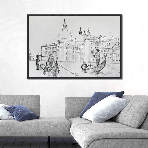 Painting Of Venice Italy Canvas Wall Art-3 Horizontal-Gallery Wrap-25" x 16"-Tiaracle