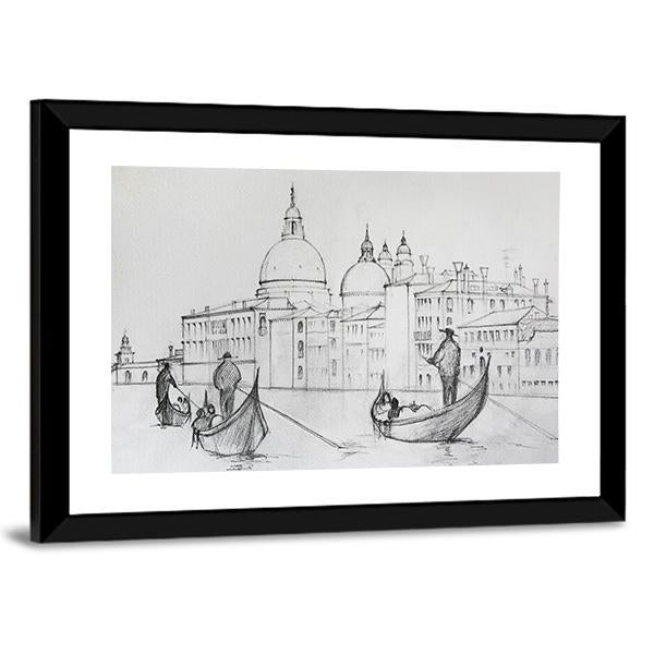 Painting Of Venice Italy Canvas Wall Art-3 Horizontal-Gallery Wrap-25" x 16"-Tiaracle
