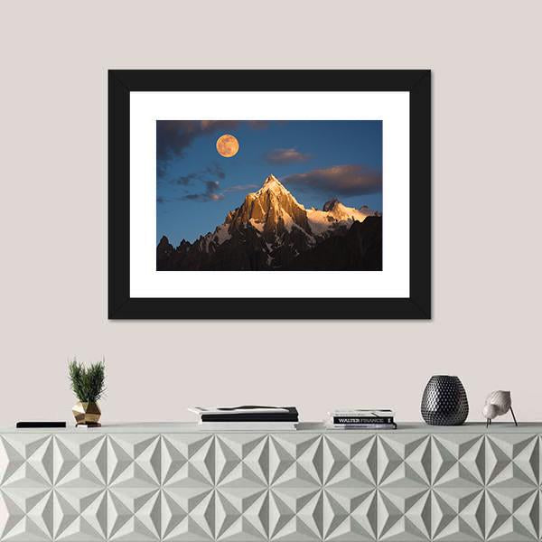 Paiyu Peak Karakoram Canvas Wall Art-1 Piece-Framed Print-20" x 16"-Tiaracle