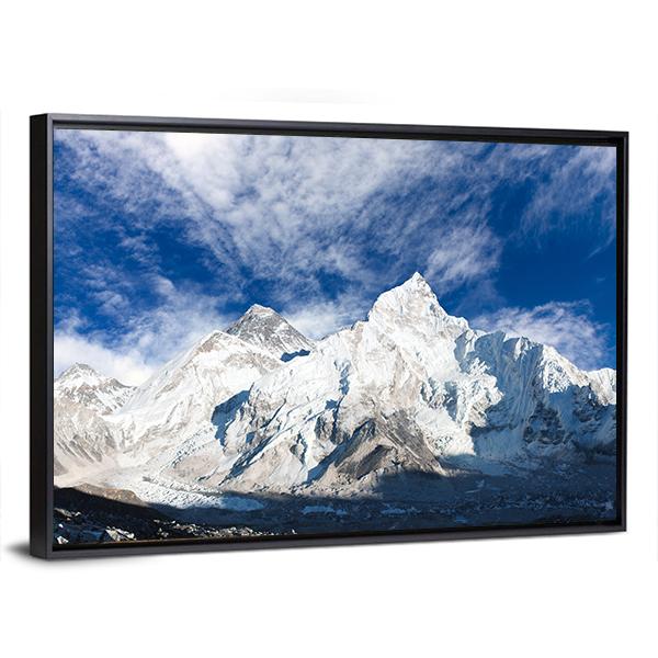 Panoramic View Of Mount Everest With Beautiful Sky And Khumbu Glacier Canvas Wall Art-3 Horizontal-Gallery Wrap-25" x 16"-Tiaracle