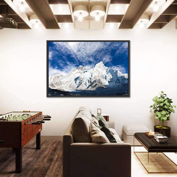 Panoramic View Of Mount Everest With Beautiful Sky And Khumbu Glacier Canvas Wall Art-3 Horizontal-Gallery Wrap-25" x 16"-Tiaracle