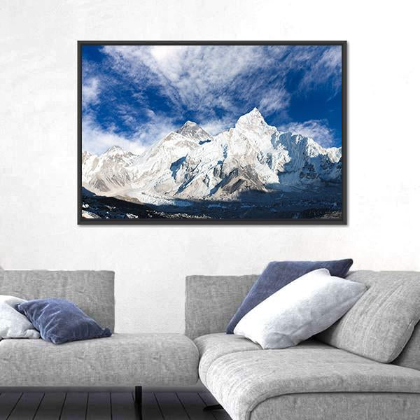 Panoramic View Of Mount Everest With Beautiful Sky And Khumbu Glacier Canvas Wall Art-3 Horizontal-Gallery Wrap-25" x 16"-Tiaracle