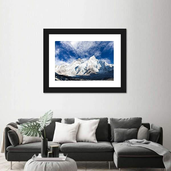 Panoramic View Of Mount Everest With Beautiful Sky And Khumbu Glacier Canvas Wall Art-3 Horizontal-Gallery Wrap-25" x 16"-Tiaracle