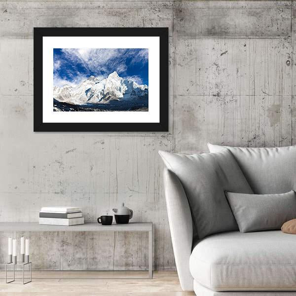 Panoramic View Of Mount Everest With Beautiful Sky And Khumbu Glacier Canvas Wall Art-3 Horizontal-Gallery Wrap-25" x 16"-Tiaracle