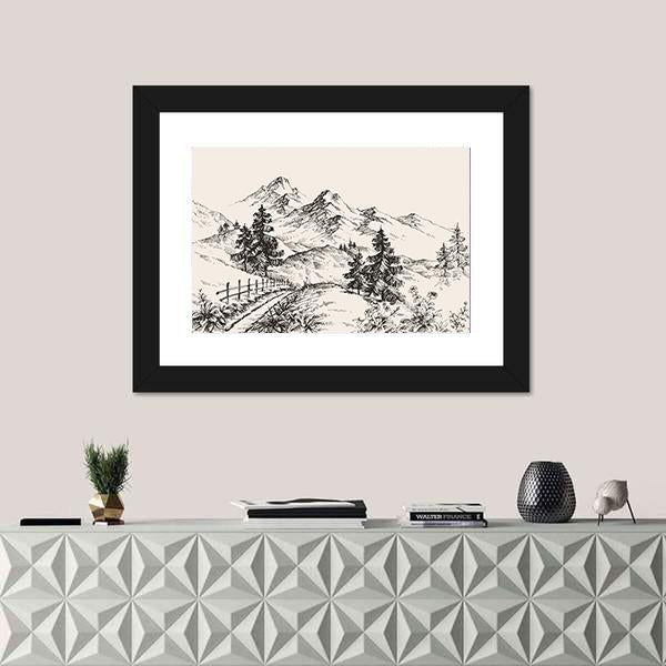 Path In The Mountains Canvas Wall Art-1 Piece-Framed Print-20" x 16"-Tiaracle