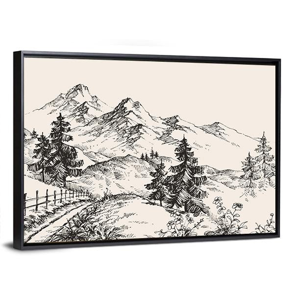 Path In The Mountains Canvas Wall Art-3 Horizontal-Gallery Wrap-25" x 16"-Tiaracle