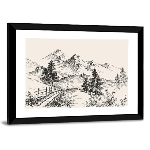 Path In The Mountains Canvas Wall Art-3 Horizontal-Gallery Wrap-25" x 16"-Tiaracle