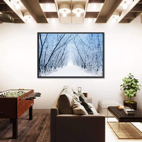 Pathway In Winter Canvas Wall Art-3 Horizontal-Gallery Wrap-25" x 16"-Tiaracle