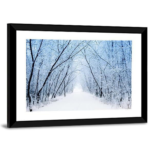 Pathway In Winter Canvas Wall Art-3 Horizontal-Gallery Wrap-25" x 16"-Tiaracle