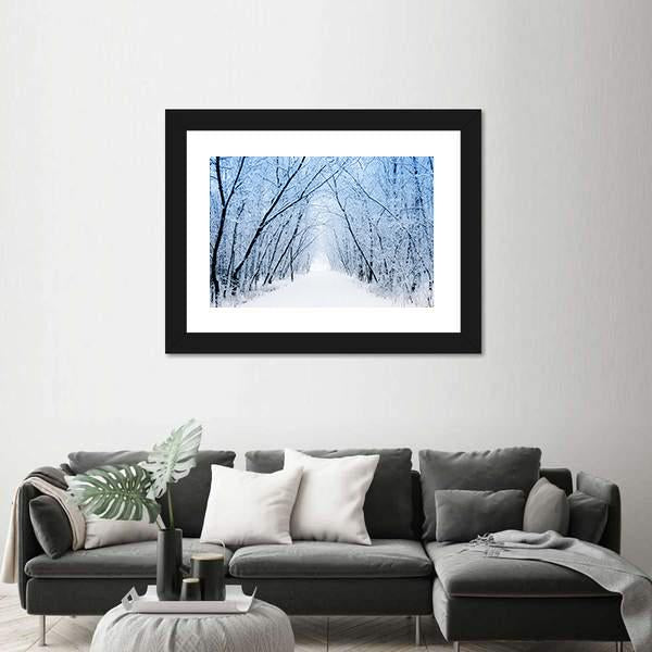 Pathway In Winter Canvas Wall Art-3 Horizontal-Gallery Wrap-25" x 16"-Tiaracle